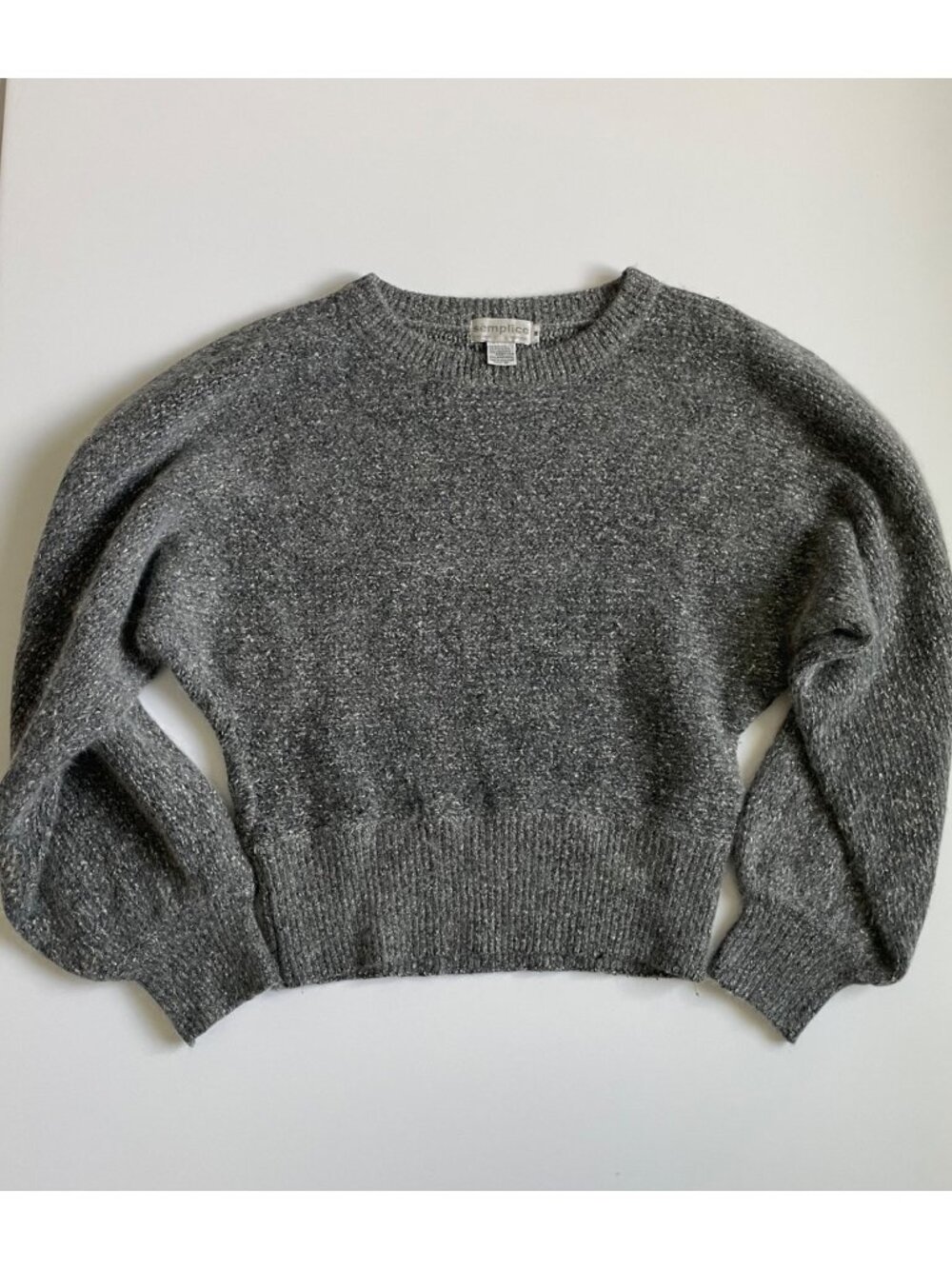 Vintage Semplice Silk + Angora Chunky Knit Cropped Balloon Sleeve Sweater MED